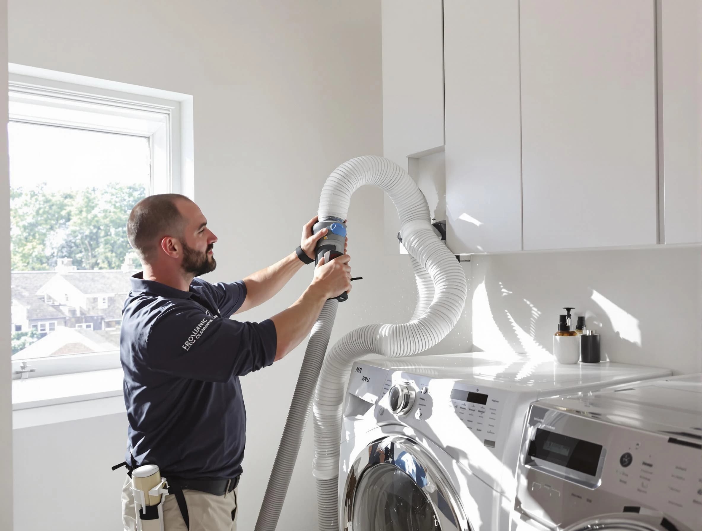 Certified Brookline Dryer Vent Cleaning technician performing dryer vent cleaning in Brookline