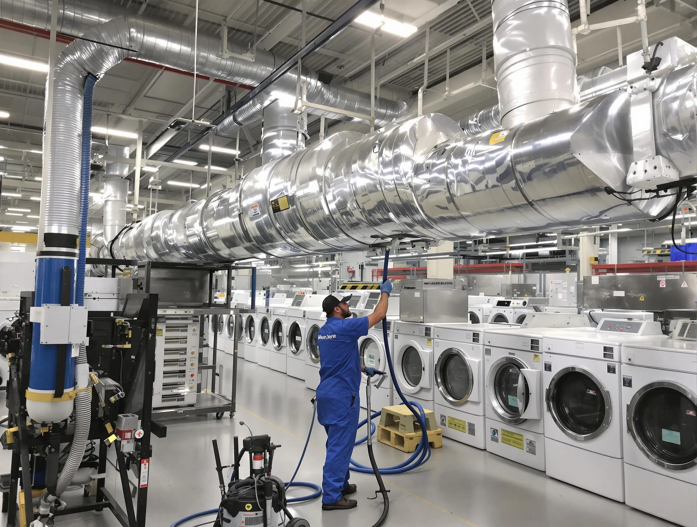 Brookline Dryer Vent Cleaning team performing heavy-duty industrial dryer vent cleaning in Brookline